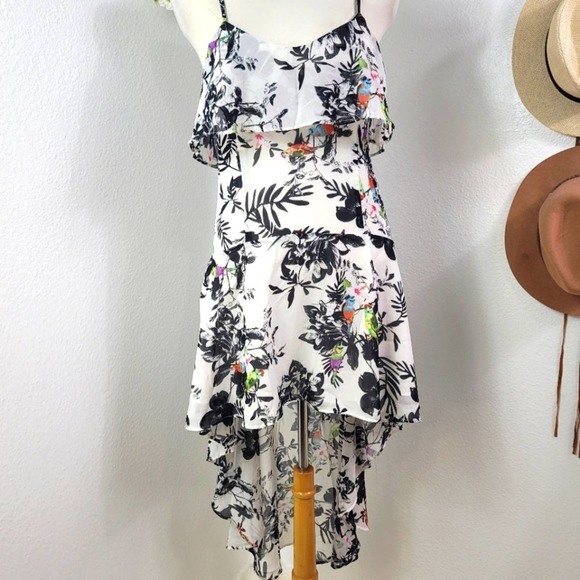 ALI & JAY FLOUNCE FLORAL BIRD PRINT HI-LO MAXI DRESS SPAGHETTI STRAP Size S - Picture 3 of 12